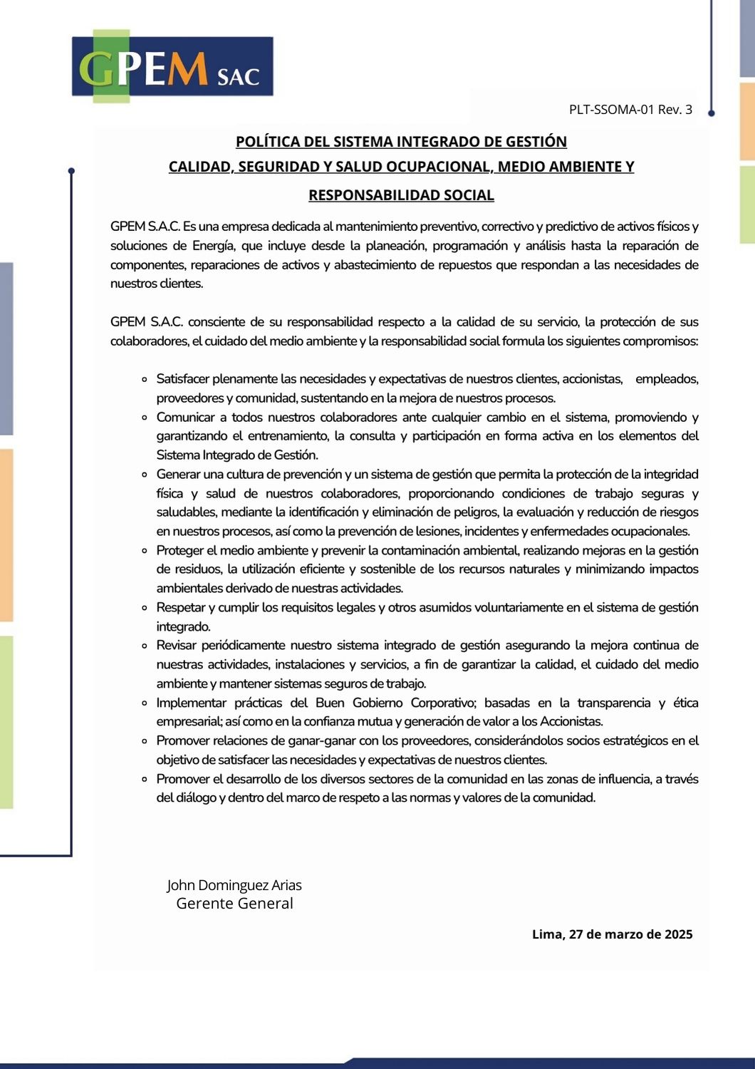 politica integrada del sistema de gestion